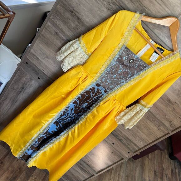 Colonial Aristocrat Monarchy Regency Royal Court Presentation Lace & Gold Gown - Picture 9 of 11